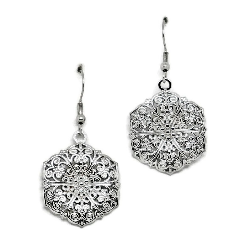 Acél fülbevaló - virág