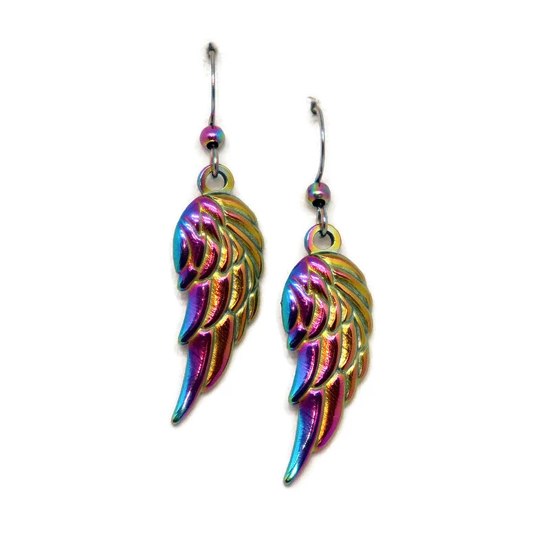 Szivárvány acél fülbevaló – Angyalszárny