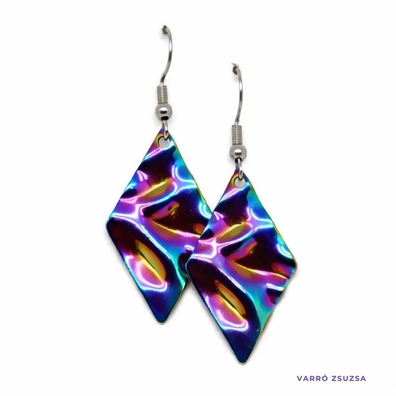 Szivárvány acél fülbevaló – Rombusz