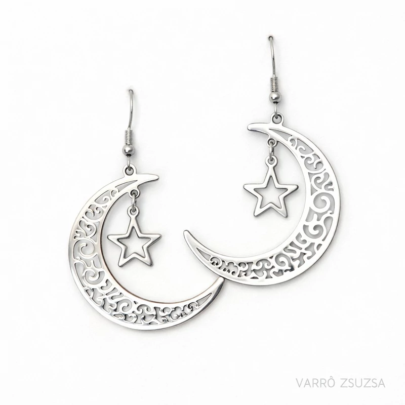 Acél fülbevaló- hold