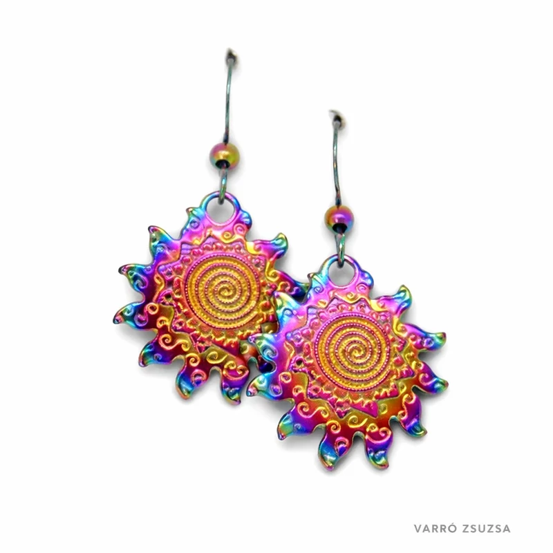 Szivárvány acél fülbevaló – Nap