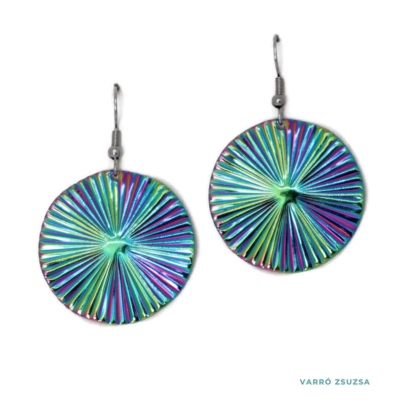 Szivárvány acél fülbevaló - kerek