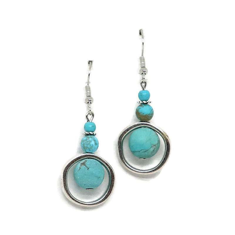 Türkenit, matt, ásvány fülbevaló, karikával