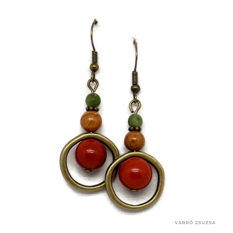 Jáspis ásvány fülbevaló karikával– egy könnyen hordható, természetes alapdarab