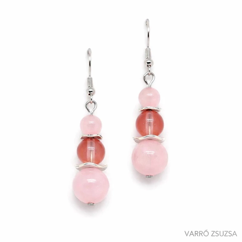 Ásvány fülbevaló: Rózsakvarc