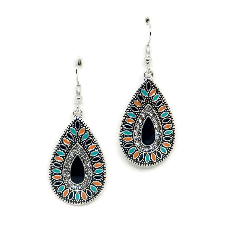 Fém fülbevaló - sötétkék csepp