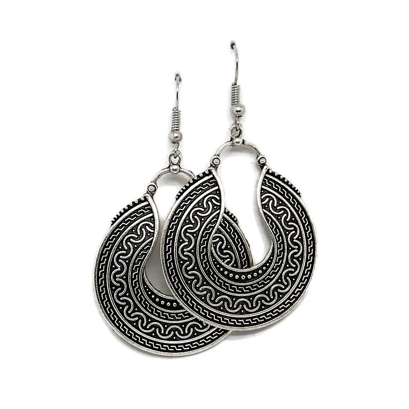 Fém fülbevaló - feke mintával