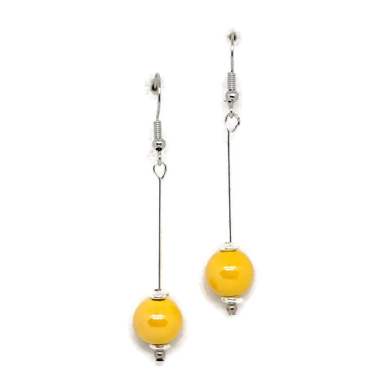 Kerámia, acél fülbevaló - pálcás: sárga