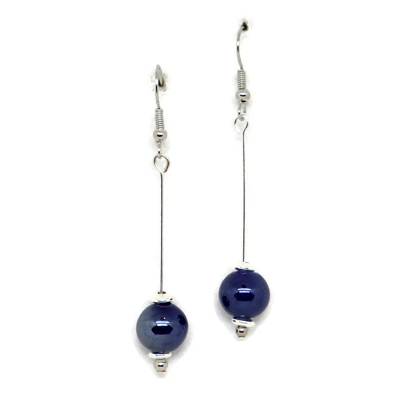 Kerámia, acél fülbevaló - pálcás: sötétkék