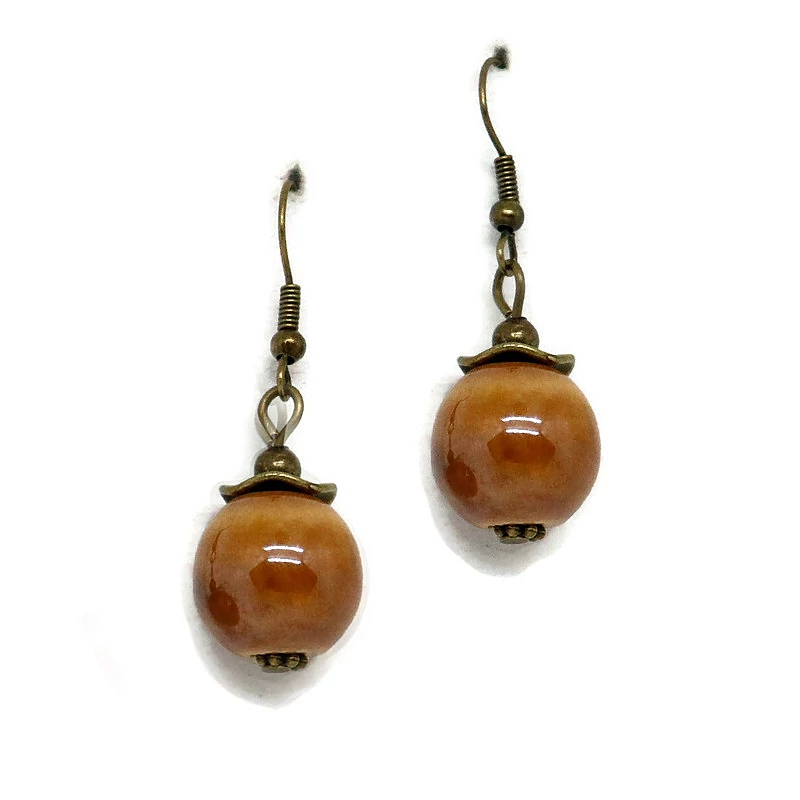 Barna kerámia fülbevaló