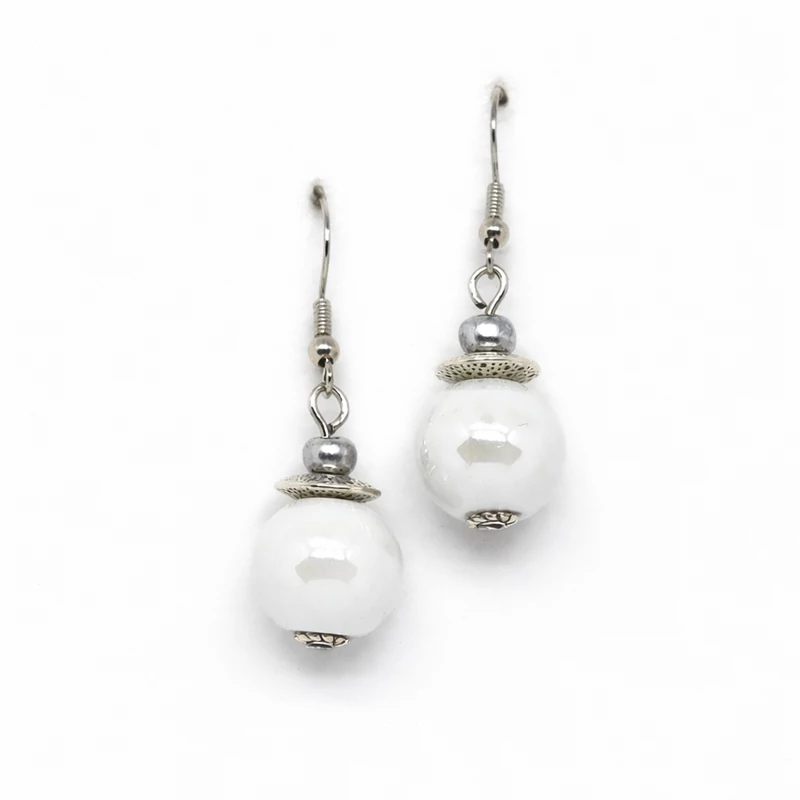 Fehér kerámia fülbevaló